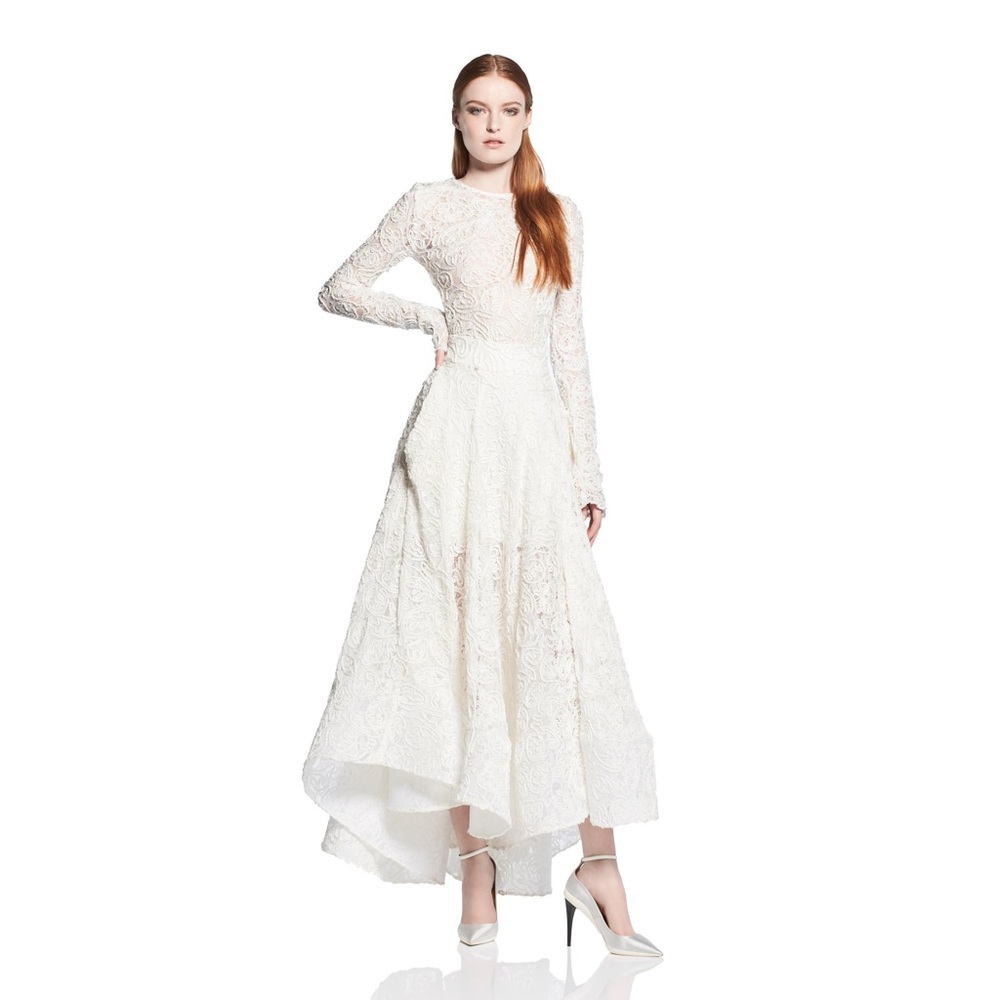 Maticevski Promising Embroidered Lace Midi Skirt Top Wedding Dress